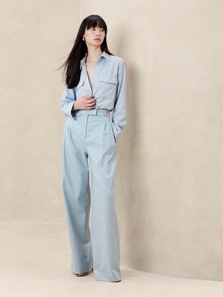 Carmel Pleated Wide-Leg Pant