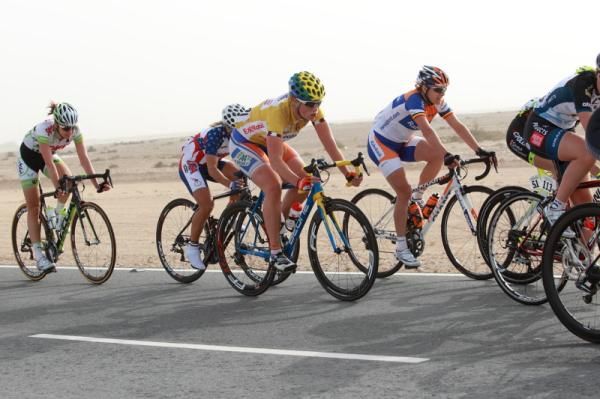 Race leader, Kirsten Wild in the bunch, after the break had been caught