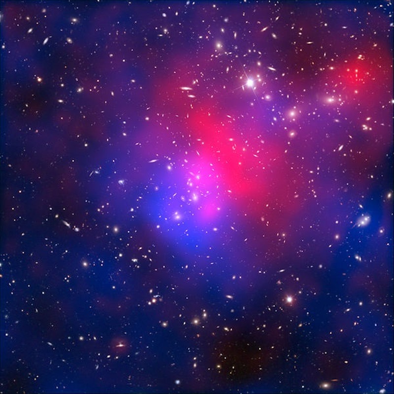 Astronomers estimate that the visible matter in Pandora&#039;s Cluster only makes up five percent of its mass. They believe the rest is made of dark matter.