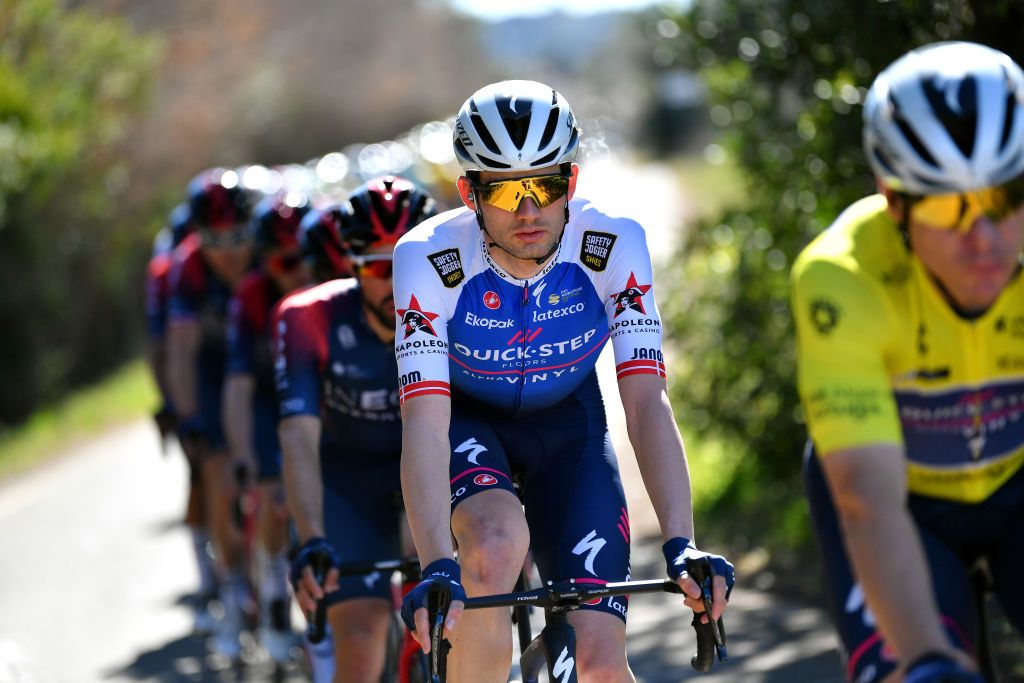 MONCHIQUE PORTUGAL FEBRUARY 17 Kasper Asgreen of Denmark and Team QuickStep Alpha Vinyl competes during the 48th Volta Ao Algarve 2022 Stage 2 a 1824km stage from Albufeira to Alto Da Foia Monchique 890m VAlgarve2022 on February 17 2022 in Monchique Portugal Photo by Luc ClaessenGetty Images