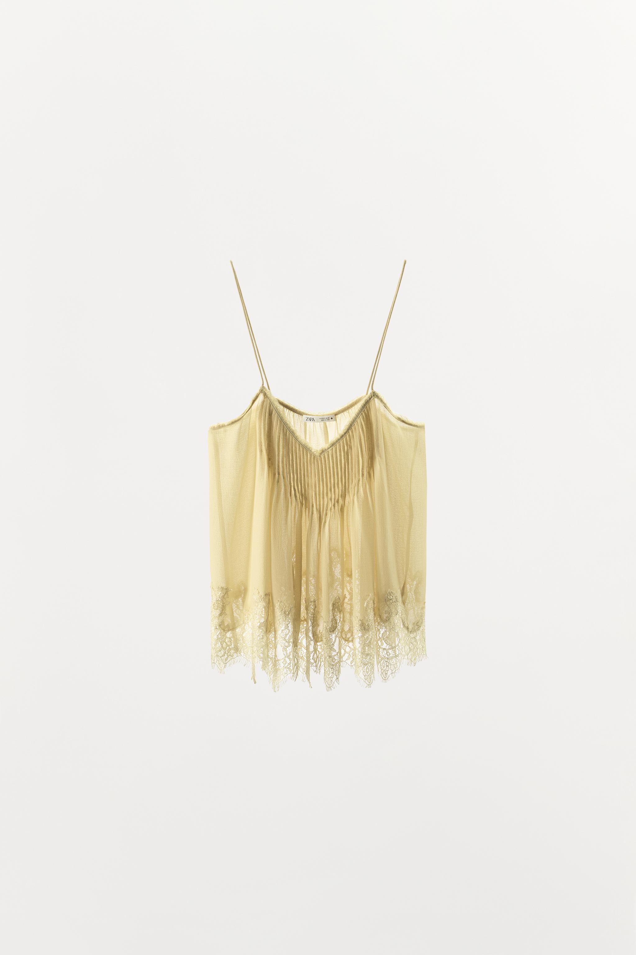Georgette Pleated Lace Top