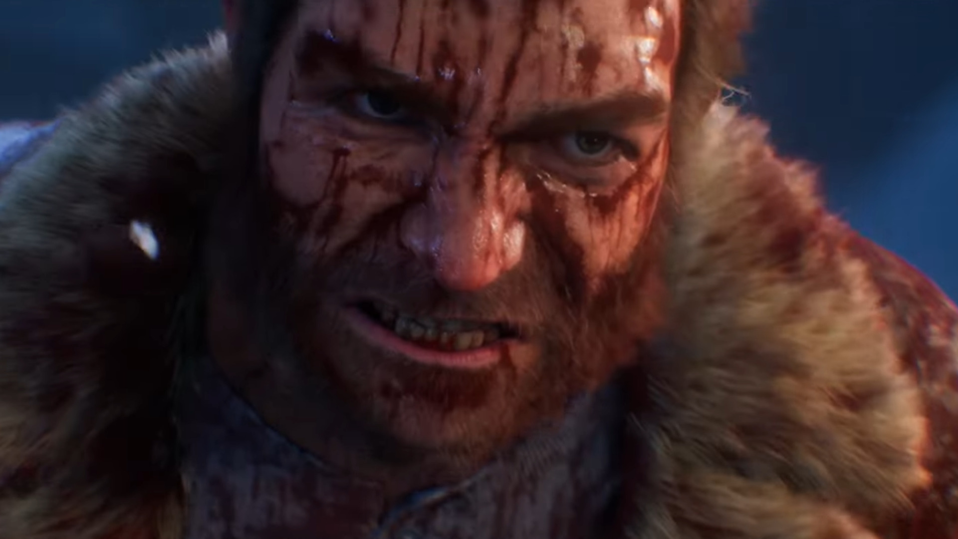 Marvel&#039;s Wolverine screenshot showing a bloody Logan up close