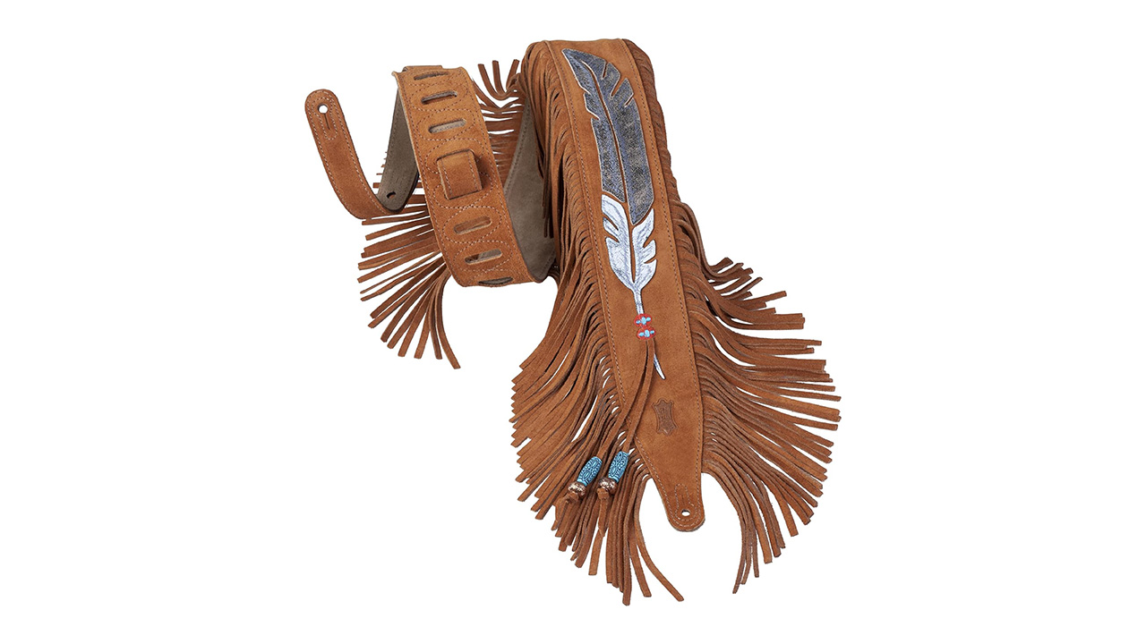 Levy&#039;s MS17AIF Suede guitar strap on a plain white background