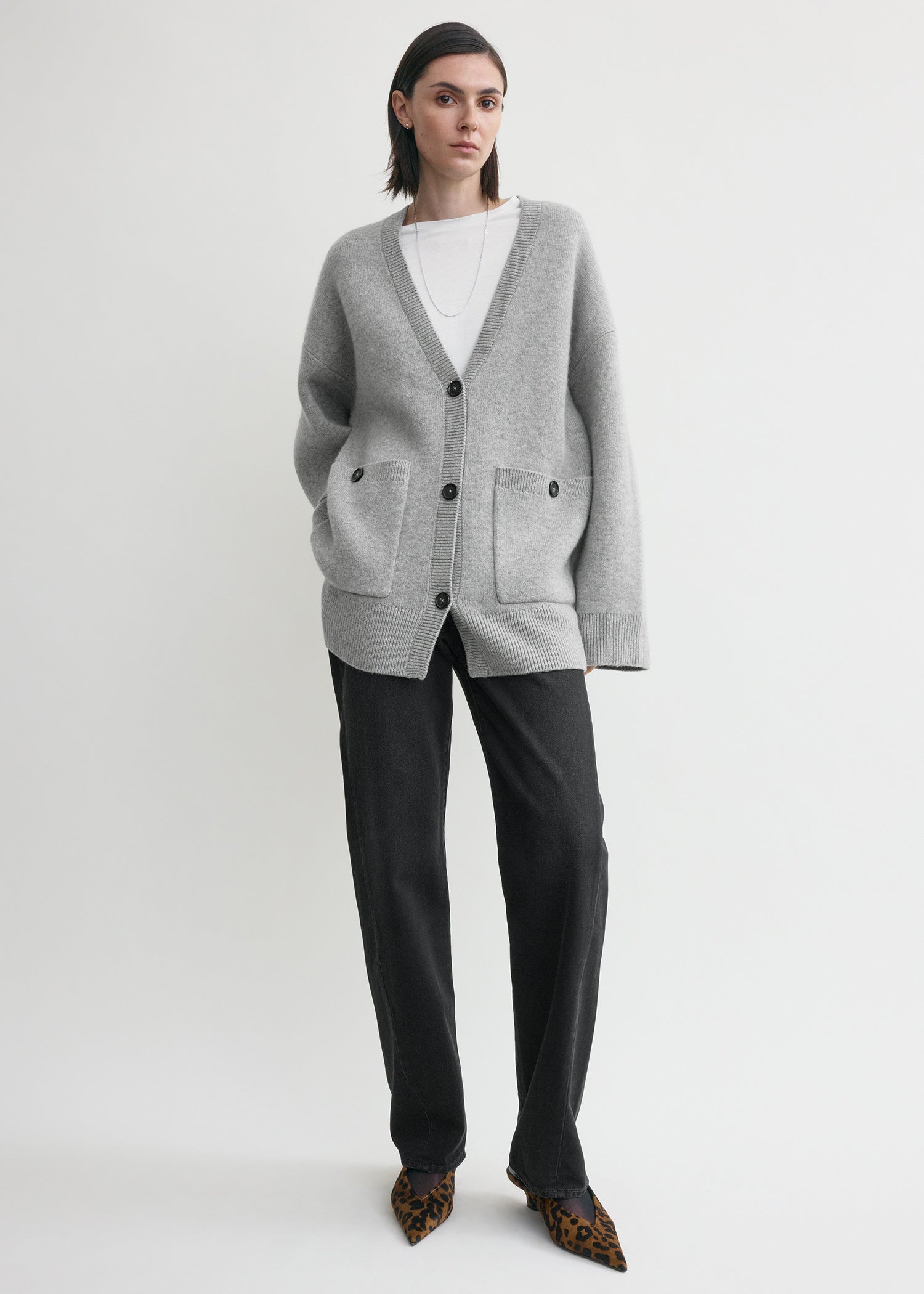 Longline Cardigan Pale Grey