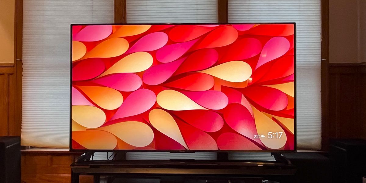 Hisense U9N TV showing colorful abstract image onscreen