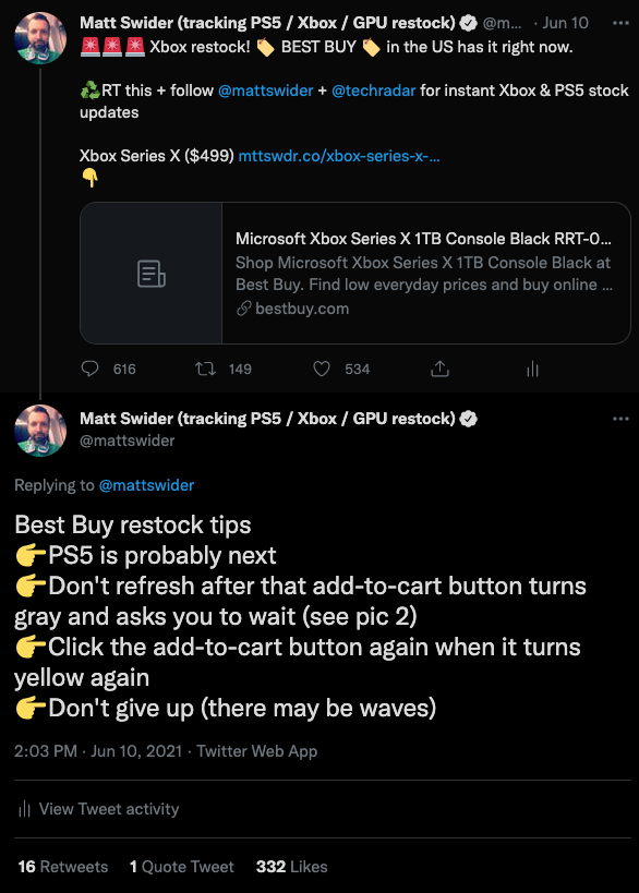 Xbox Series X restock alert at Best Buy from Matt Swider