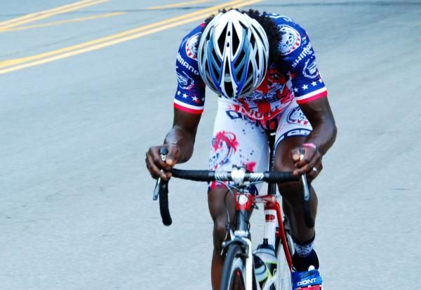Rahsaan Bahati (Rock Racing) tries to go across, but doesn't make it.