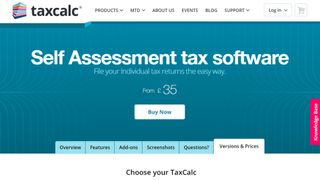 TaxCalc website screenshot