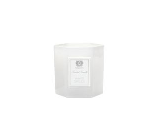 Antica Farmacista White Spruce Candle in white against a plain background.