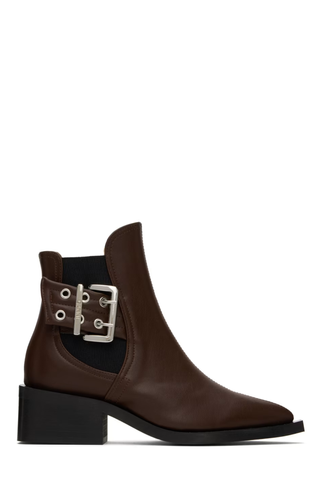 Ganni Brown Feminine Buckle Chelsea Boots