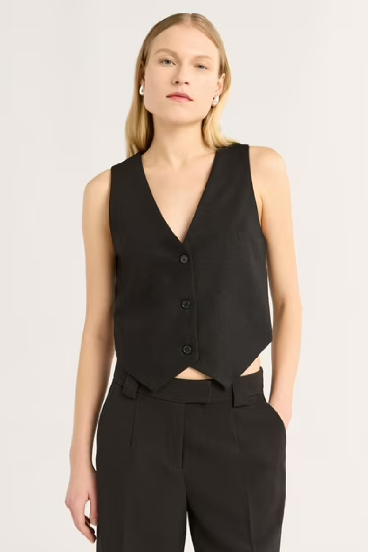 Scoop Women's and Women's Plus Linen Blend V-Neck Button Vest, Sizes Xs-4x
