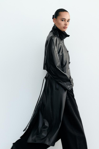 Zara Faux Leather Trench Coat