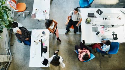 A view of a workplace from above