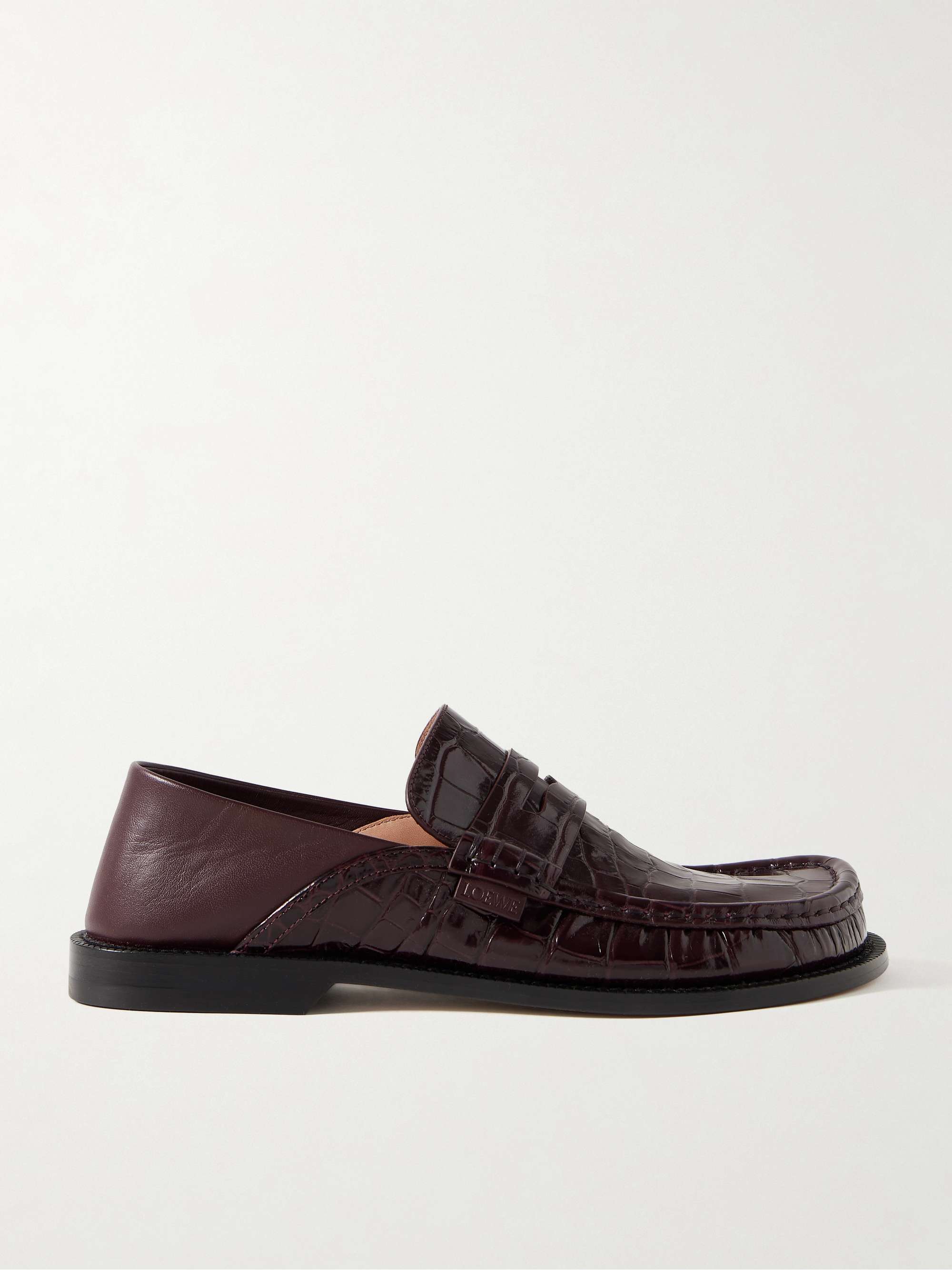 Campo Collapsible-Heel Croc-Effect Leather Loafers