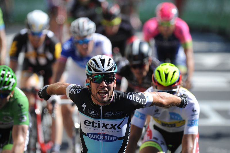 Mark Cavendish (Etixx-Quick Step) celebrates the win