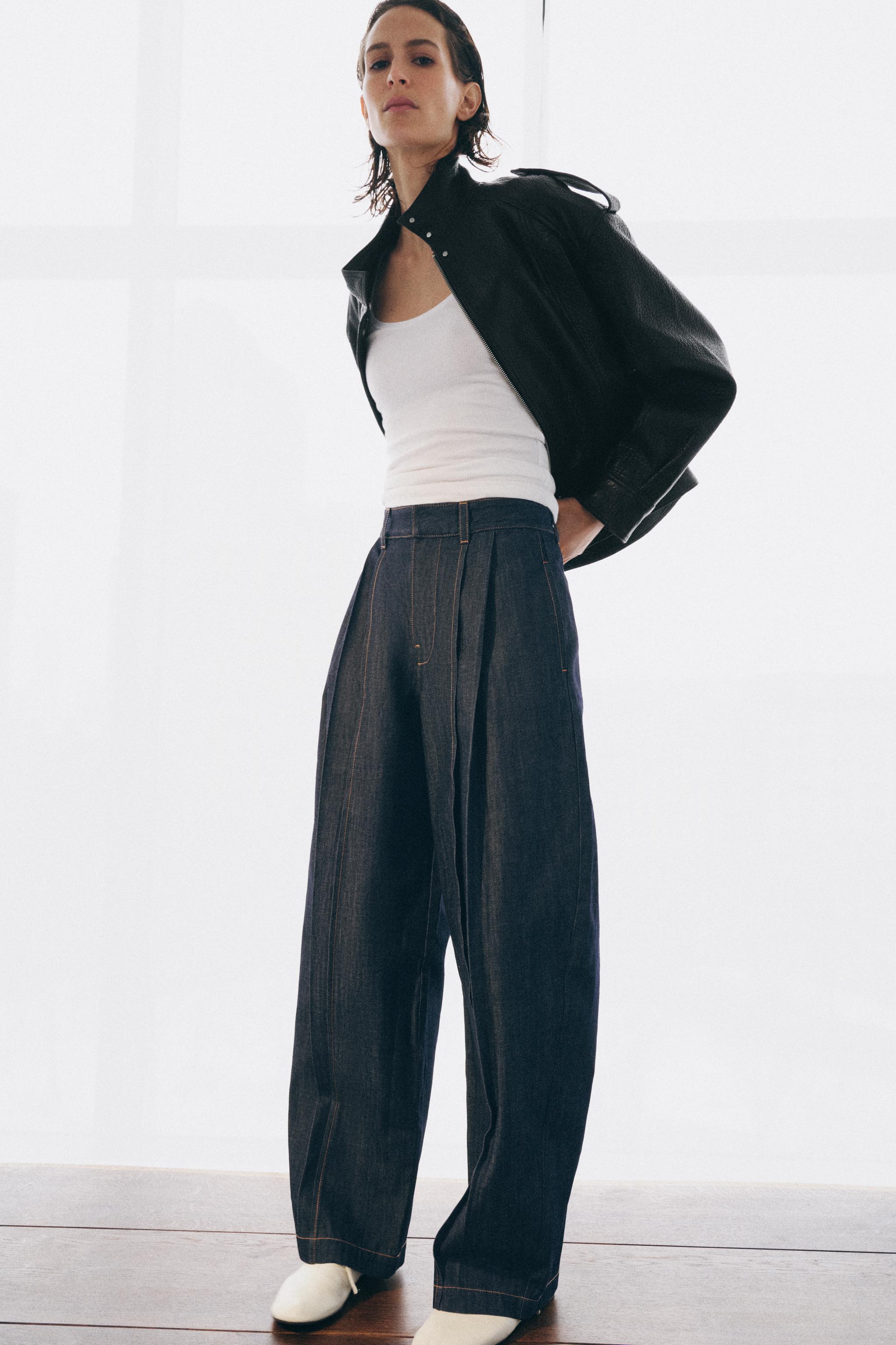 Zw Collection Balloon High-Waist Jeans With Pleats