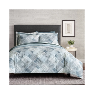 Smooth sateen modern blue and white bedding set