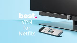 The words "Best VPN for Netflix" next to a television and remote