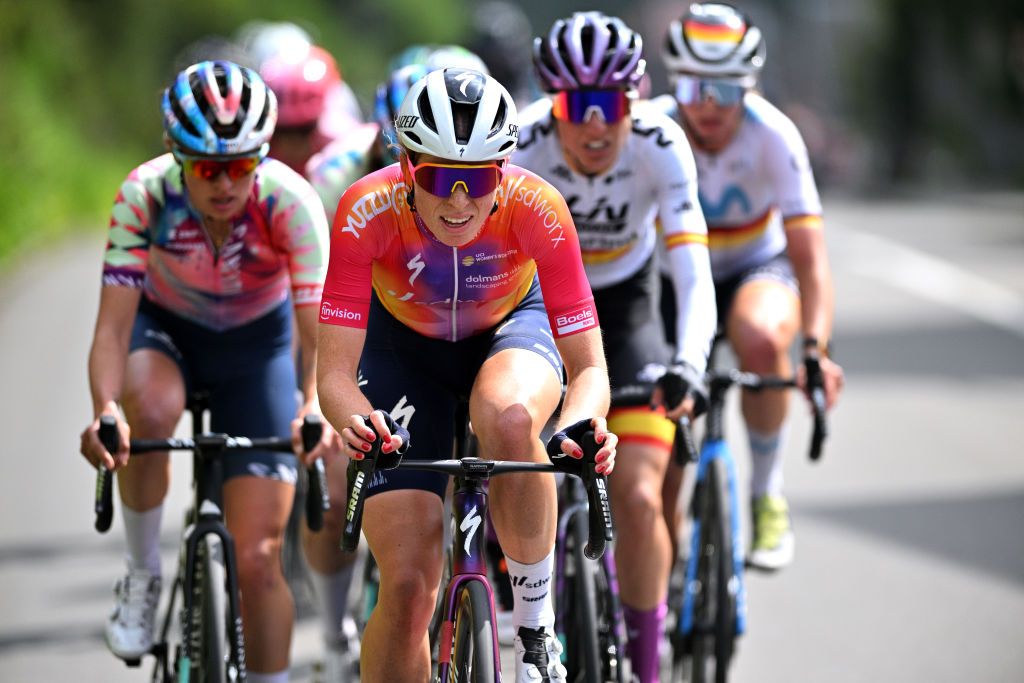 Demi Vollering (SD Worx) in the breakaway at La Fleche Wallonne Feminine