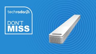 Bose Smart Ultra Soundbar in white on blue background with TechRadar don't miss sign