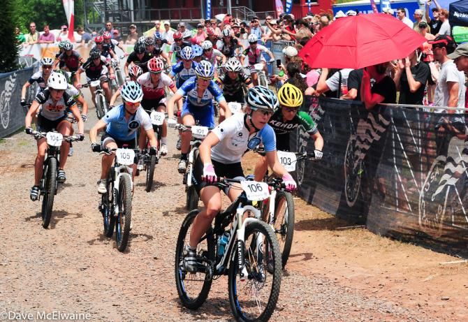Chloe Woodruff (Crank Brothers) takes the hole shot as the race got underway