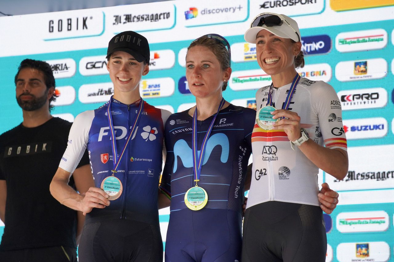 Giro d'Italia Donne 2022 - 33rd Edition - 4th stage Cesena - Cesena 120,9 km 04/07/2022 - Marta Cavalli (ITA - FDJ Nouvelle-Aquitaine Futuroscope) Annemiek Van Vleuten (NED - Movistar Team) Mavi Garcia (ESP - UAE Team ADQ) - photo Massimo Fulgenzi/PMG Sport/SprintCyclingAgency&Acirc;&copy;2022