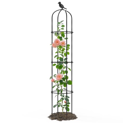Trellume Garden Obelisk Trellis for Climbing Plants Outdoor - 69"(h), Rustproof Trellis With Adjustable Rings, Metal Plant Support for Potted Vines, Garden Trellis Use for Outdoor or Indoor(1 Pack)