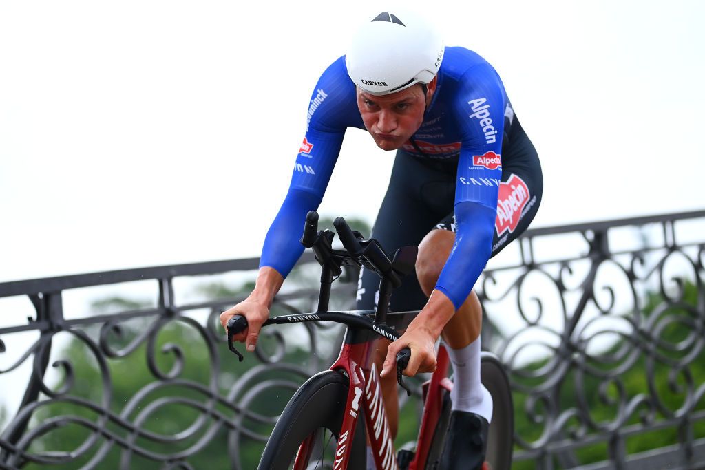 COPENHAGEN DENMARK JULY 01 Mathieu Van Der Poel of Netherlands and Team AlpecinFenix sprints during the 109th Tour de France 2022 Stage 1 a 132km individual time trial stage from Copenhagen to Copenhagen ITT TDF2022 WorldTour on July 01 2022 in Copenhagen Denmark Photo by Tim de WaeleGetty Images