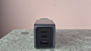 USB-C and USB-A ports on the UGreen Nexode Pro 65W 3-Port Charger