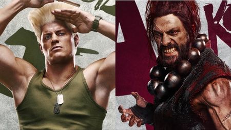 Street Fighter posters of Cody Rhodes as Guile and Roman Reigns as Akuma