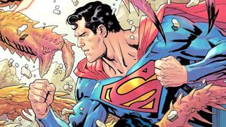 Best Superman comics: A close-up of Superman punching an alien enemy on the cover the comic Superstars Vol. 2. 