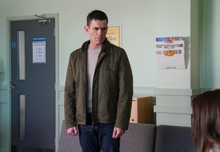 Jack Branning is with wife Denise Fox in a room in the psychiatric hospital