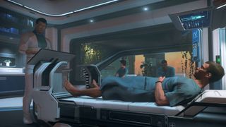 Star Citizen patient lying in hospital bed