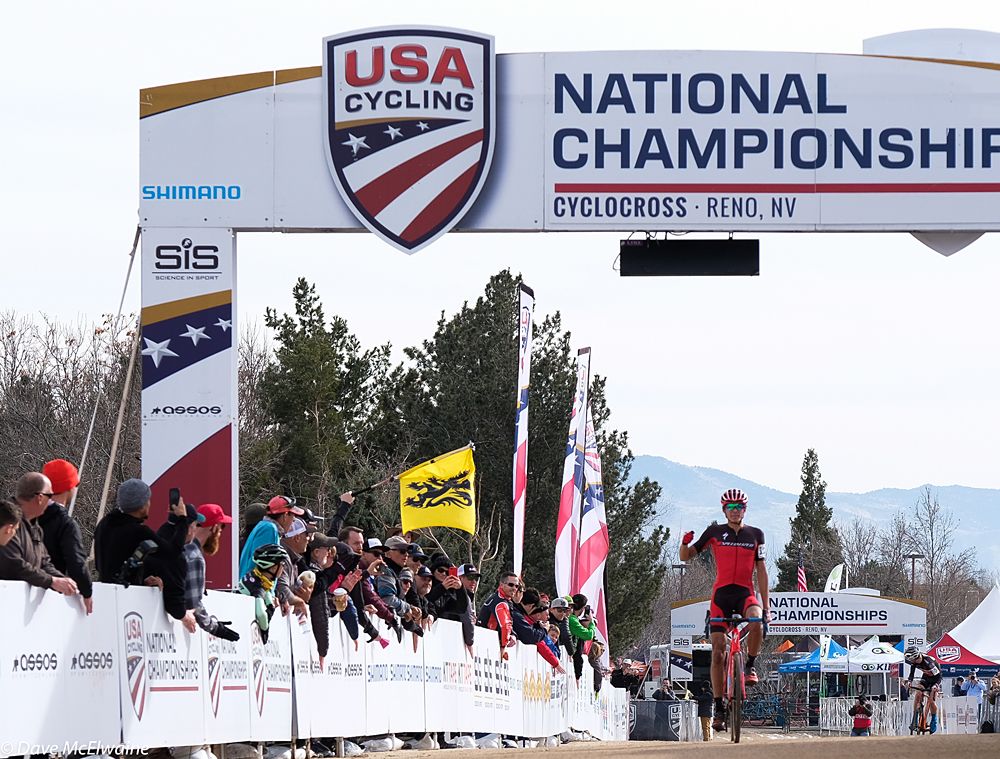 Chris Blevins (Specialized) rides in alone to claim the U23 National Championship