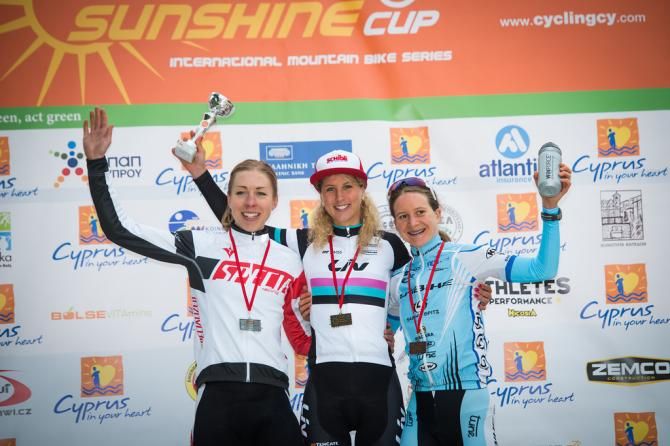 Annika Langvad, Jolanda Neff and Adelheid Morath make up the women's podium