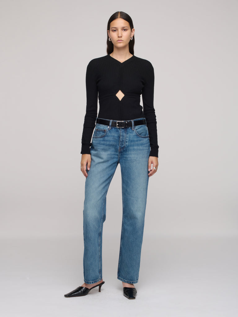 Calla Mid Rise Ankle Jeans - Smoke Blue