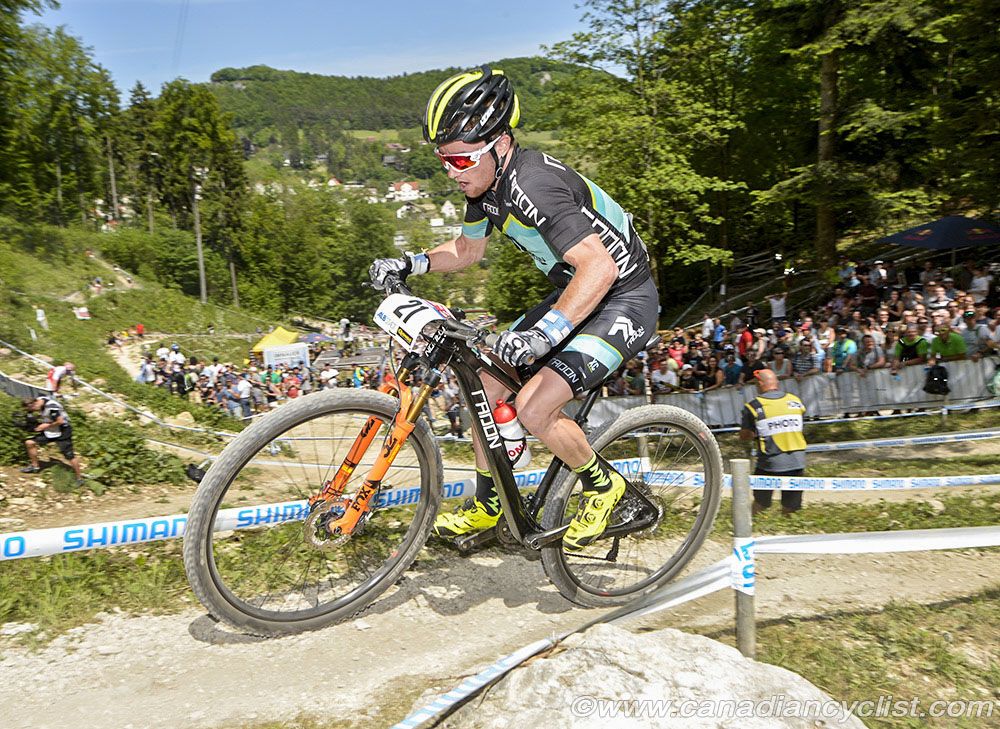 Matthias Fluckiger was at the front of the race until a bad crash knocked him out of the race