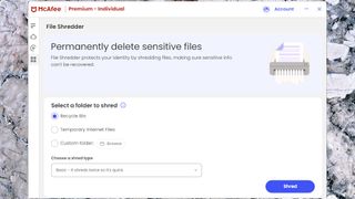 McAfee+ Premium file shredder.