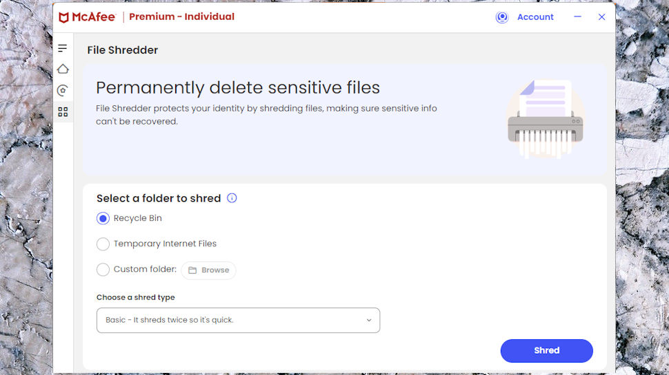 McAfee+ Premium file shredder.
