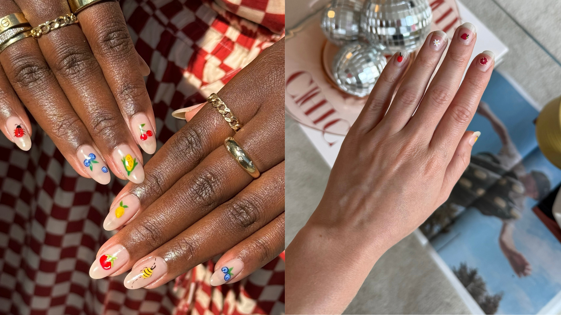 Collage of mini nail art.
