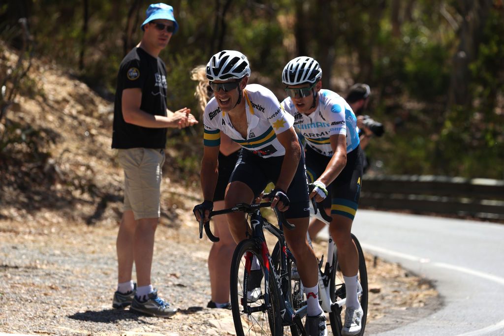 ADELAIDE, AUSTRALIA - JANUARY 23: at the Men's Be Safe Be Seen Stage 3 McLaren Vale to Willunga of the Santos Festival of Cycling on January 23, 2021 in Adelaide, Australia. (Photo by Peter Mundy/Getty Images)