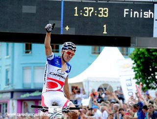A jubilant Julien Absalon (Orbea Racing Team) wins the La Bresse World Cup on home soil