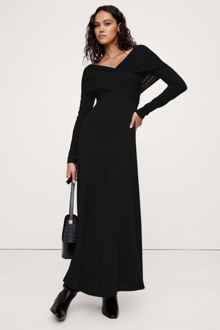 Banana Republic Luxe Wool-Blend Off-Shoulder Maxi Dress