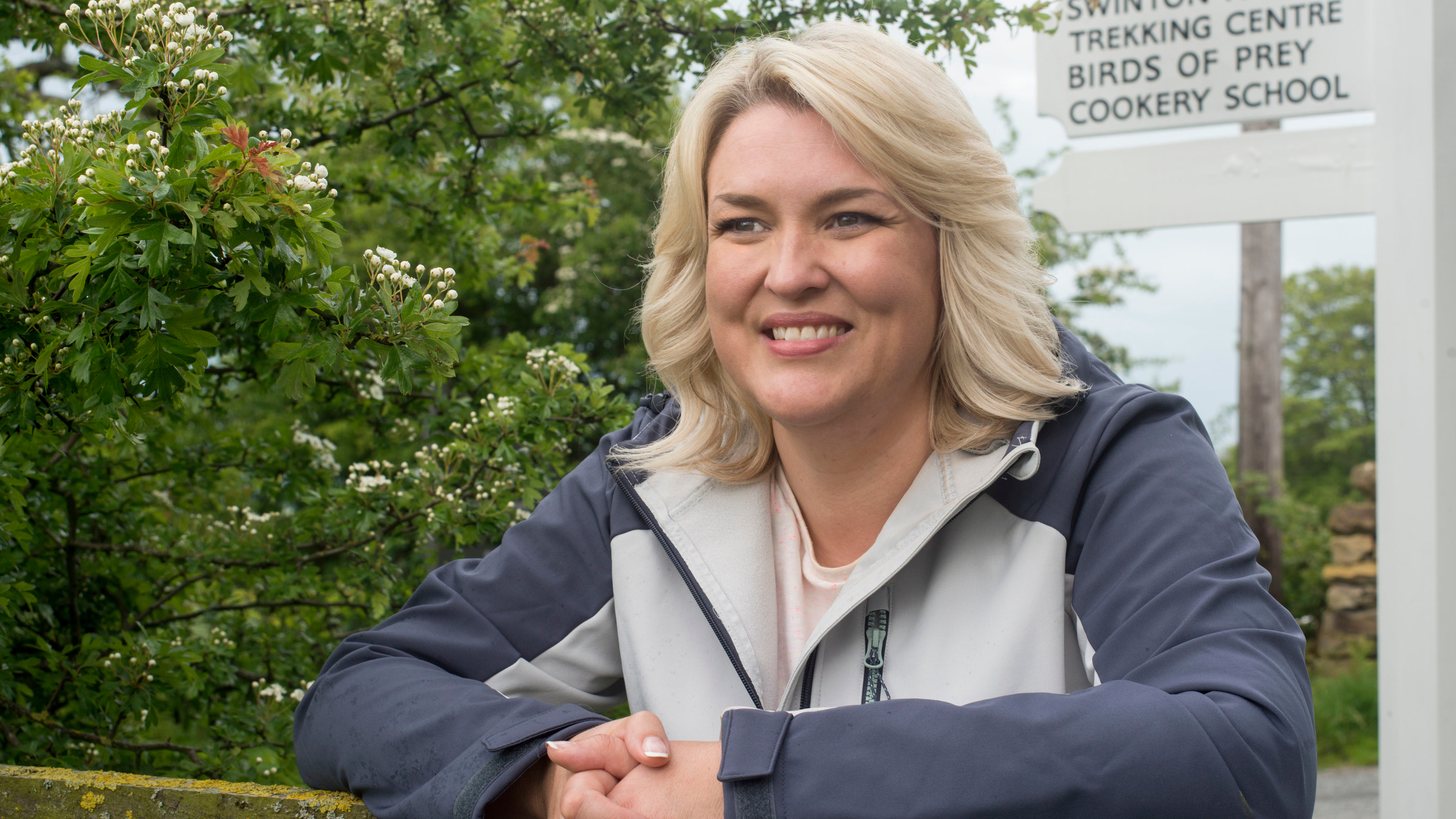 Sara Davies poses for Spring Walks on the Swinton Estate in Yorkshire