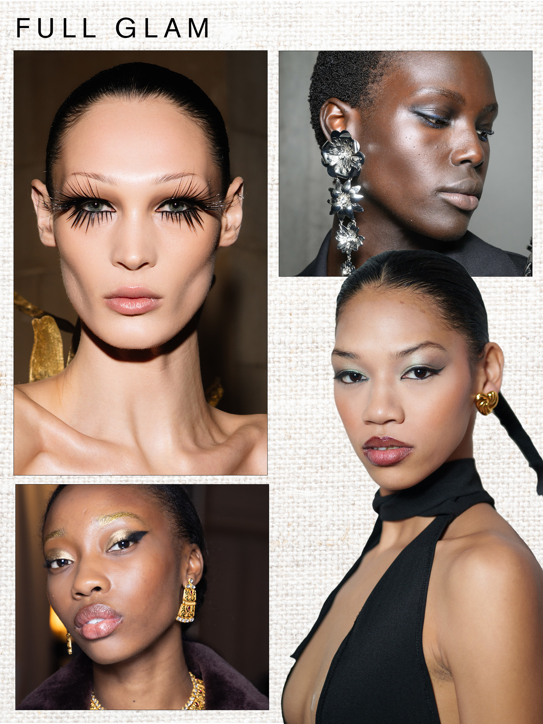 Full Glam Autumn/Winter 2025 Beauty Trend, including looks from Harris Reed, Blumarina, Bibhu Mohapatra and Tia Adeola