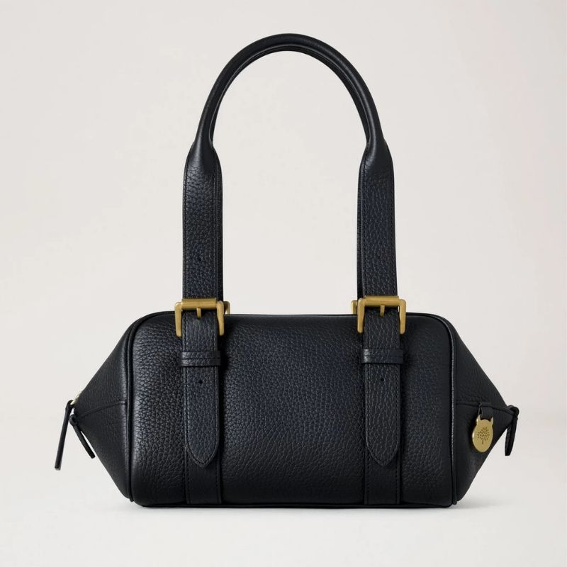 Mulberry , Small Boston in Black Heavy Grain
