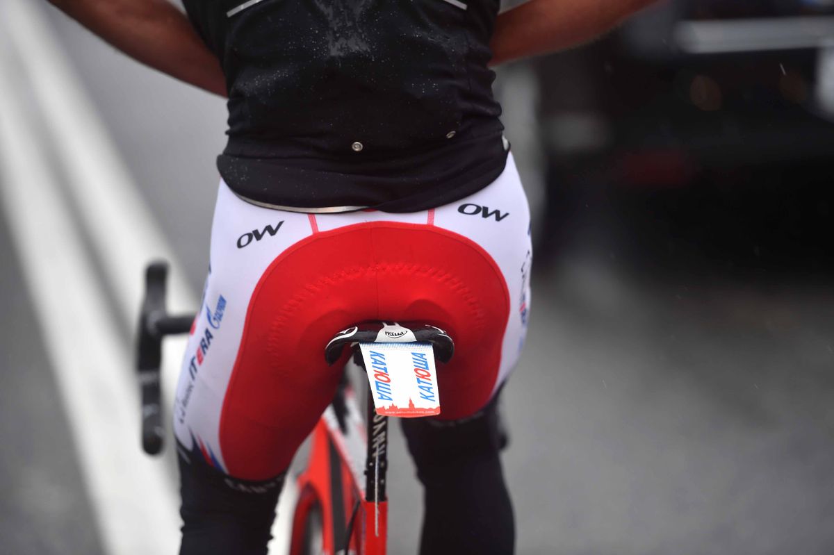 Katusha riders stayed a little bit drier with their "Sencillo" mud guards