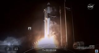 A SpaceX Falcon 9 rocket launches the CRS-23 cargo mission to the International Space Station on Aug. 29, 2021.