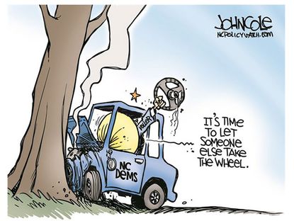 Political cartoon North Carolina Democrats take wheel