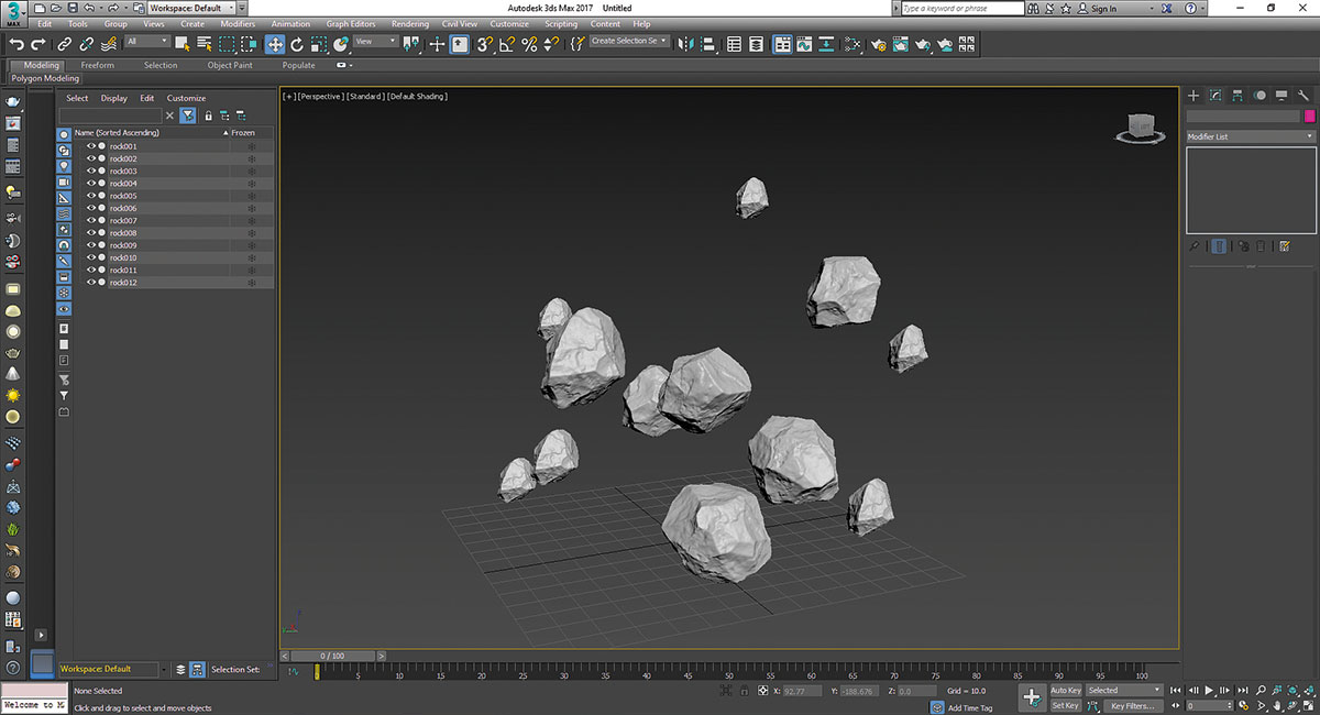 Use the Rock Generator script to quickly sort some rocks out [click the icon in the top-right to enlarge the image]
